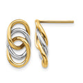 14K Two-tone Polished Circles Post Earrings, 15 x 8 mm