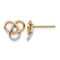 14K Tri-color Polished Rings Post Earrings, 9.8 x 9.8 mm