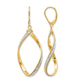 14K Glimmer Infused Twisted Leverback Earrings, 55 x 23 mm