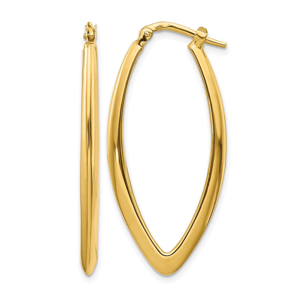 14K Polished Fancy Hoop Earrings, 40 x 4 mm