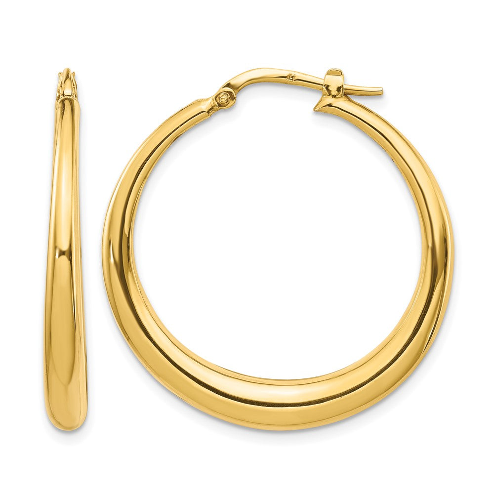 14K Polished Fancy Hoop Earrings, 32 x 4 mm