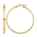 14K 2mm Polished Hoop Earrings, 35 x 35 mm