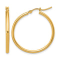 14K 2x30mm Polished Hoop Earrings, 30 x 2 mm