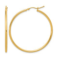 14K 2mm Polished Hinged Hoop Earrings, 45 x 2 mm