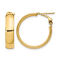 14K 6mm High Polished Omega Back Hoop Earrings, 25 x 6 mm