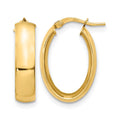14K 6mm High Polished Oval Hoop Earrings, 20 x 6 mm
