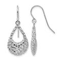 14K White Gold Shepherd Hook Earrings, 28 x 12 mm