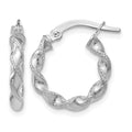 14K White Gold Twisted Hoop Earrings, 16 x 2.5 mm