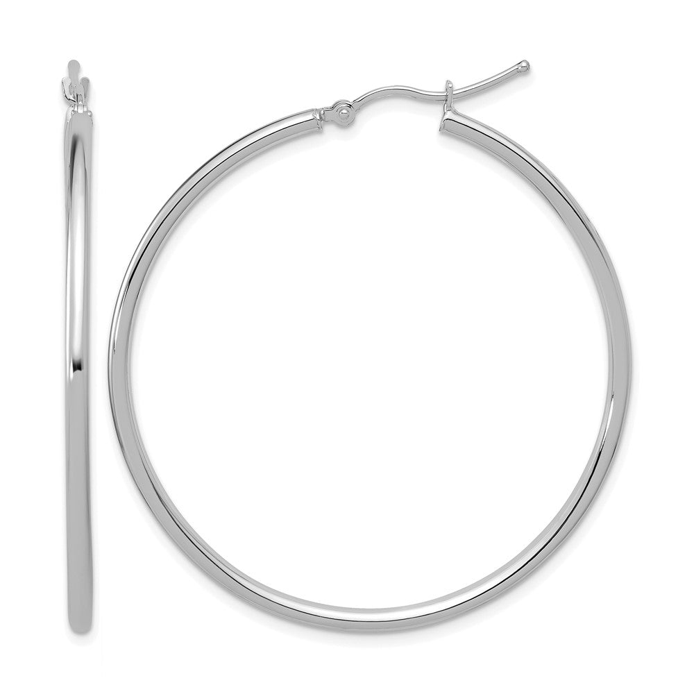 14K White Gold Polished 2mm Hoop Earrings, 45 x 2 mm