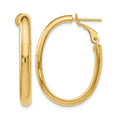 14K Polished Oval Hoop Earrings, 30 x 4 mm