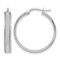 14K White Gold Polished Glimmer Infused Hoop Earrings, 25 x 25 mm