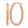14K ForeverLite Rose Gold Polished and Textured Earrings, 32 x 3 mm