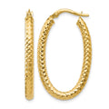 14K ForeverLite Polished and Textured Oval Hoop Earrings, 32 x 3 mm