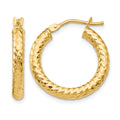 14K ForeverLite Polished and Textured Hoop Earrings, 22 x 3 mm