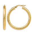 14K ForeverLite Polished and Textured Hoop Earrings, 30 x 3 mm