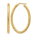 14K ForeverLite Polished and Textured Oval Hoop Earrings, 42 x 3 mm