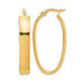 14K Polished Oval Hoop Earrings, 35 x 6 mm