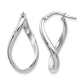 14K White Gold Polished Oval Twisted Hoop Earrings, 24 x 2.25 mm