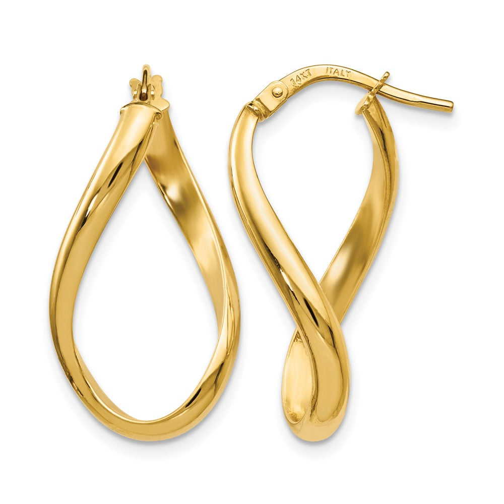 14K Polished Oval Twisted Hoop Earrings, 24 x 2.25 mm