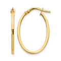 14K Polished Oval Hoop Earrings, 23 x 1.5 mm