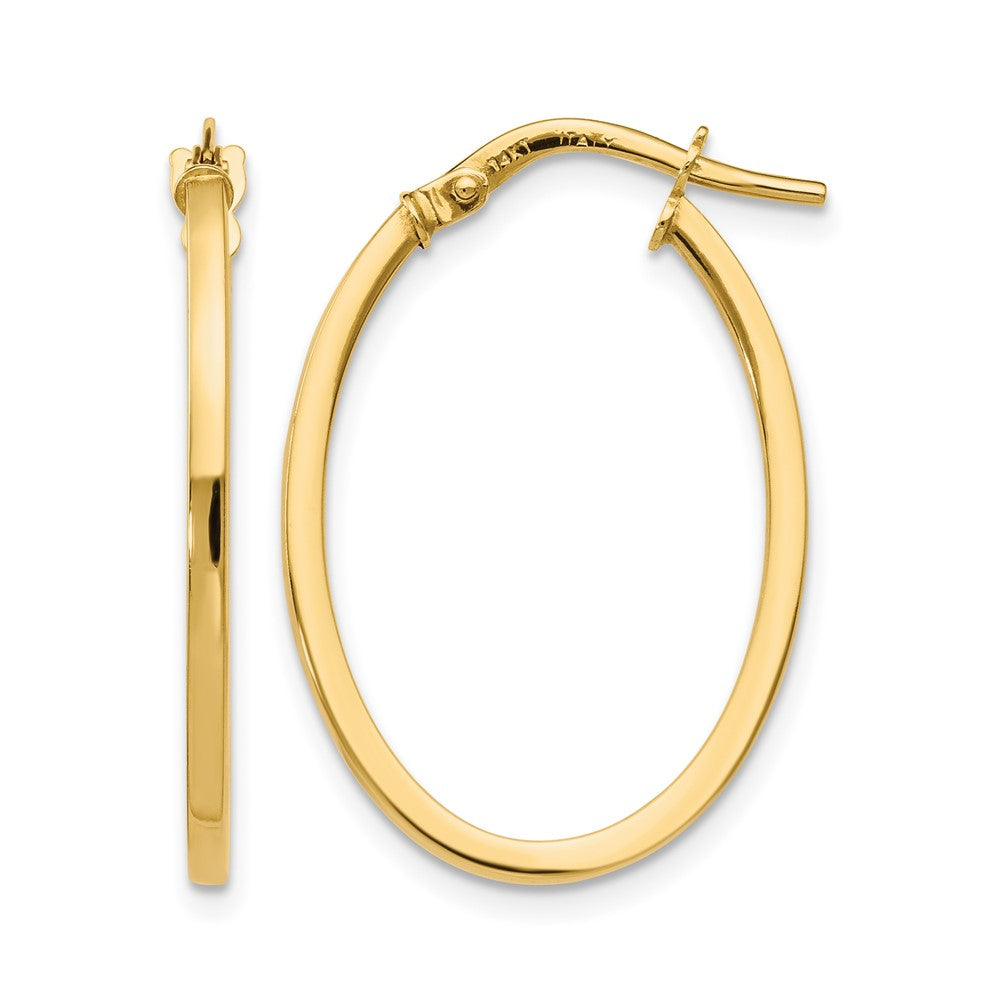 14K Polished Oval Hoop Earrings, 23 x 1.5 mm