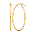 14K Polished Oval Hoop Earrings, 40 x 1.5 mm