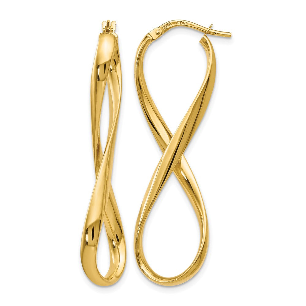 14K Polished Infinity Hoop Earrings, 46 x 3 mm