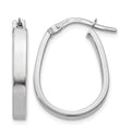 14K White Gold Polished U-Shape Hoop Earrings, 21 x 3 mm