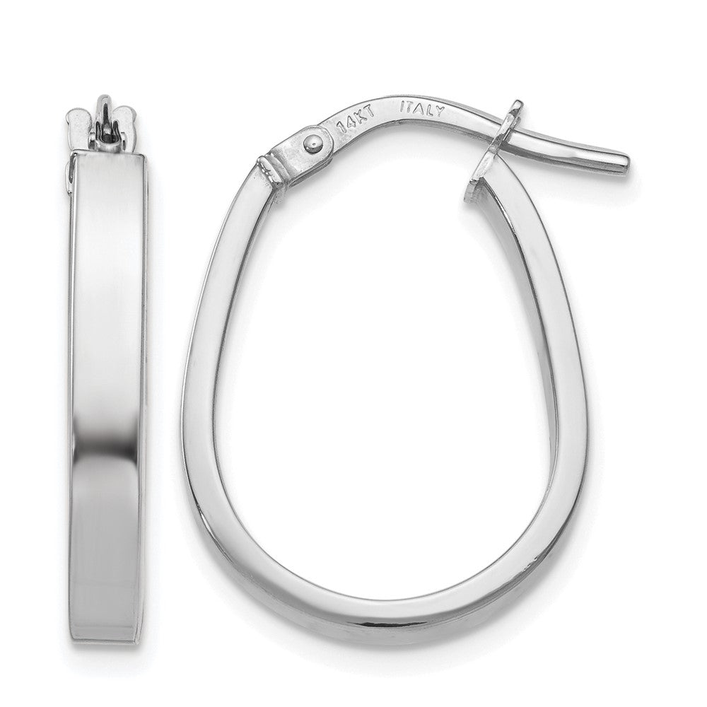 14K White Gold Polished U-Shape Hoop Earrings, 21 x 3 mm