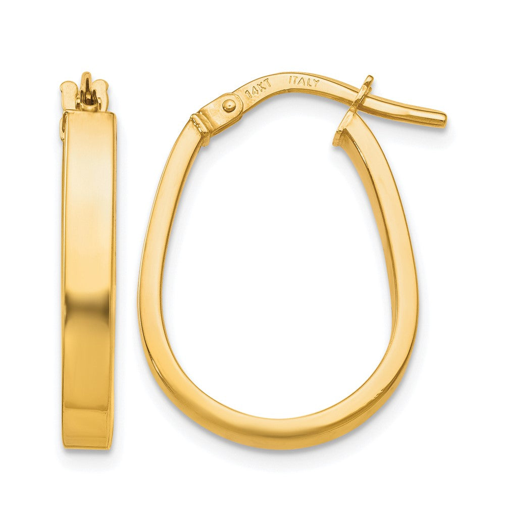 14K Polished U-Shape Hoop Earrings, 21 x 3 mm