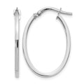 14K White Gold Polished Oval Hoop Earrings, 23 x 1.5 mm