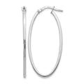 14K White Gold Polished Oval Hoop Earrings, 40 x 1.5 mm