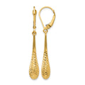 14K D/C Leverback Earrings, 44 x 5.5 mm