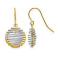 14K Two-tone Wire Wrapped Dangle Shepherd Hook Earrings, 22 x 12 mm