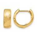 14K Polished and Satin Hinged Hoop Earrings, 12 x 5 mm