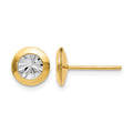 14K Rhodium and Polished and D/C Post Earrings, 8 x 7 mm