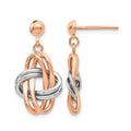 14K Two-tone Rose and White Polished Post Dangle Earrings, 22 x 12 mm