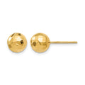 14K Polished Faceted Post Earrings, 8 x 8 mm