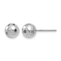 14K White Gold Polished Faceted Post Earrings, 8 x 8 mm