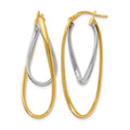 14K Two-Tone Polished Hoop Earrings, 42 x 21 mm