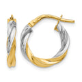 14K w/White Rhodium Plating Polished Hoop Earrings, 17 x 15 mm