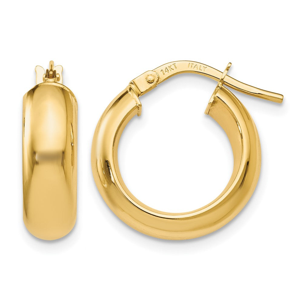 14K Polished Hoop Earrings, 17 x 15 mm