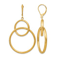 14K Scratch Finish Round Leverback Earrings, 59 x 31 mm