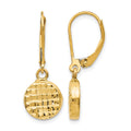 14K Polished D/C Leverback Earrings, 29 x 10 mm