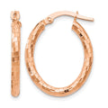 14K Rose Gold Textured Oval Hoop Earrings, 23 x 19.25 mm