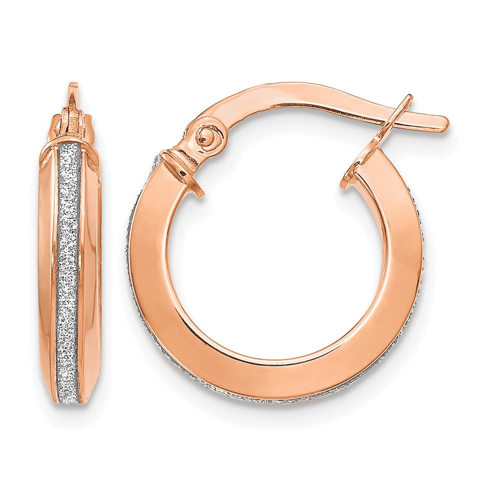 14K Rose Gold Polished Glimmer Infused Hoop Earrings, 15 x 37 mm