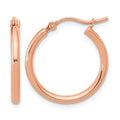 14K Rose Gold 2x20mm Polished Hoop Earrings, 20 x 2 mm