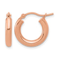 14K Rose Gold 3mm Polished Hoop Earrings, 15 x 3 mm