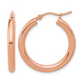 14K Rose Gold 3mm Polished Hoop Earrings, 25 x 3 mm