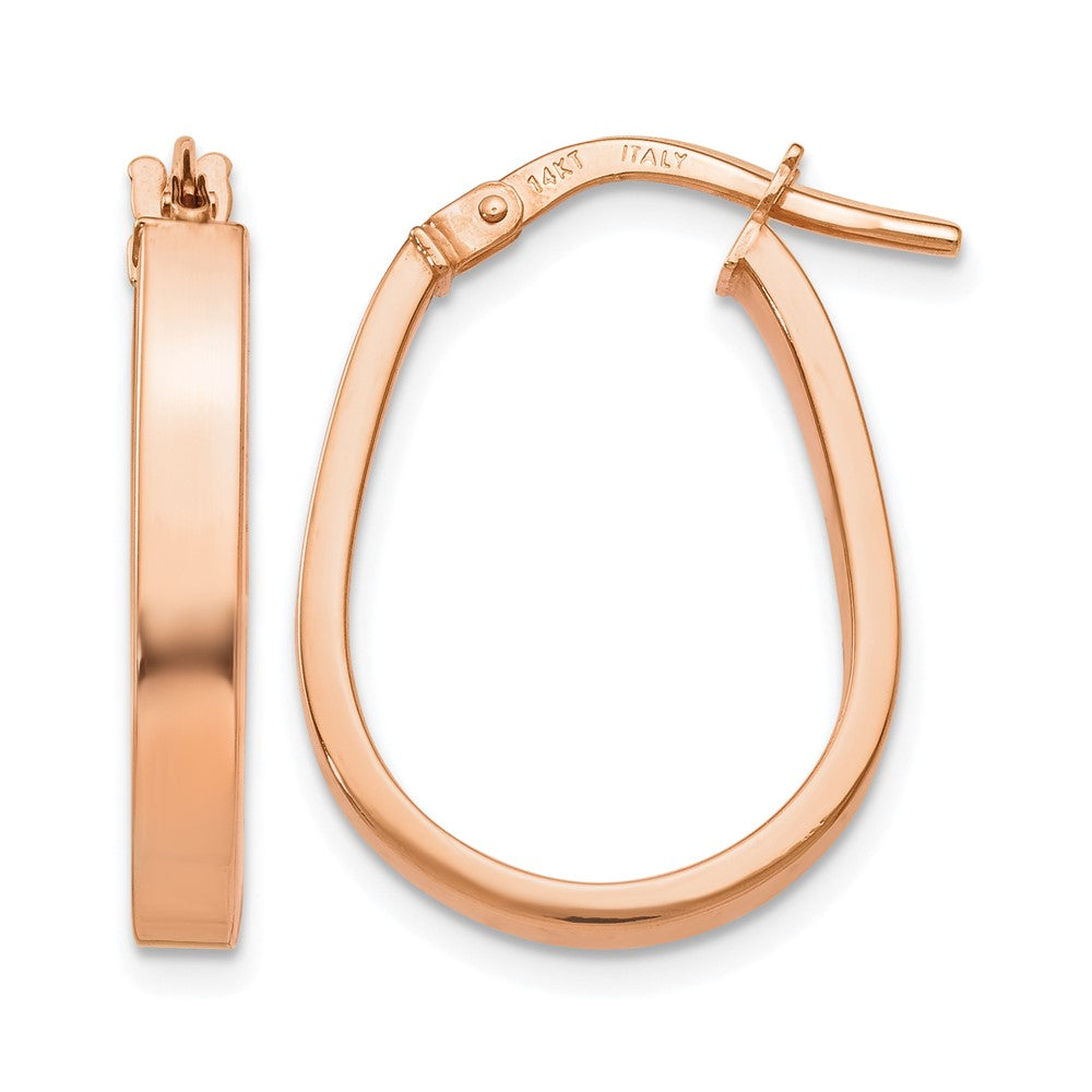 14K Rose Gold Polished U-Shape Hoop Earrings, 21 x 3 mm